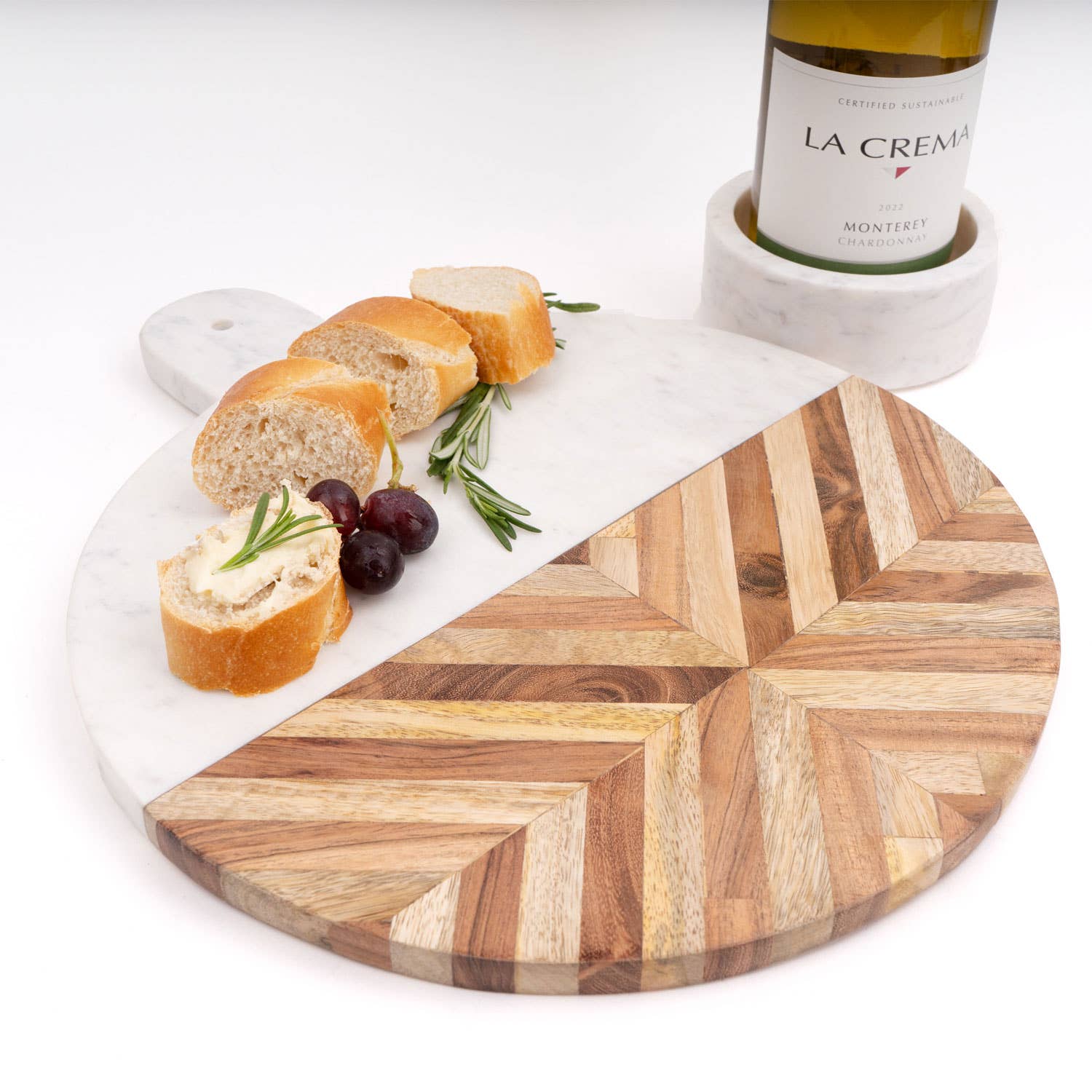 Marble & Wood Round Serving Board - Thumbnail 3