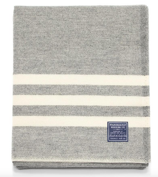 Trapper Wool Throw - Gray/Natural Stripe