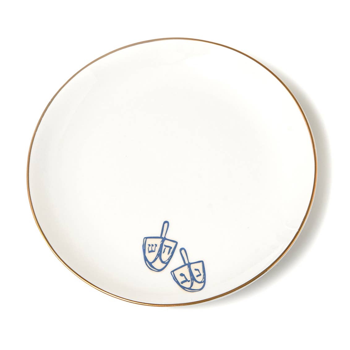 Hanukkah Gold Rim Appetizer Plates, Set of 4 - Judaica