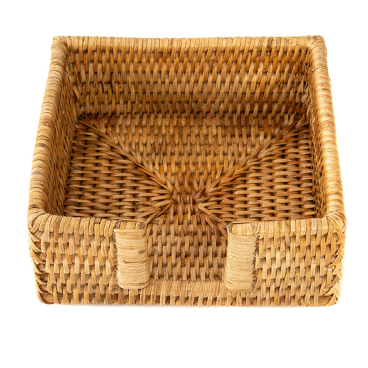 Artifacts Rattan™ Cocktail Napkin Holder with Cutout: Honey Brown
