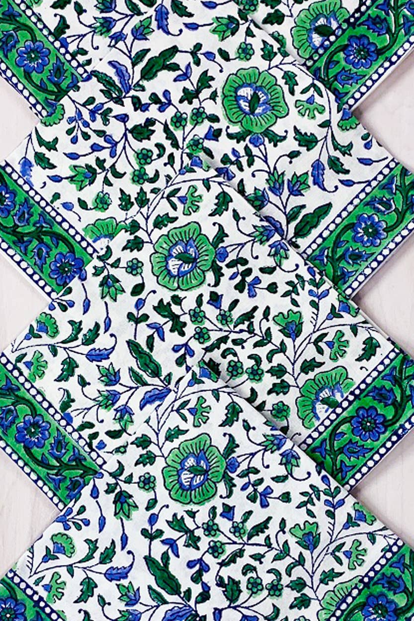 Jaipur Floral Block Print Napkin / Set 4