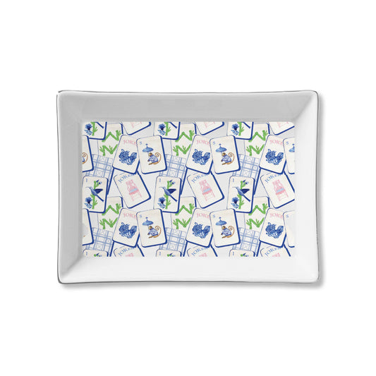 Ceramic Tray - Blue Mahjong