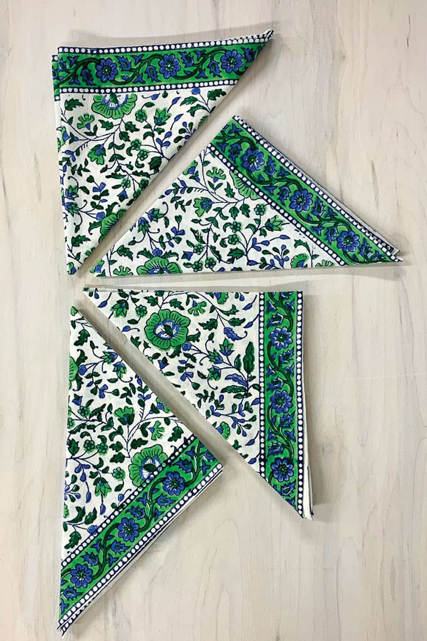 Jaipur Floral Block Print Napkin / Set 4
