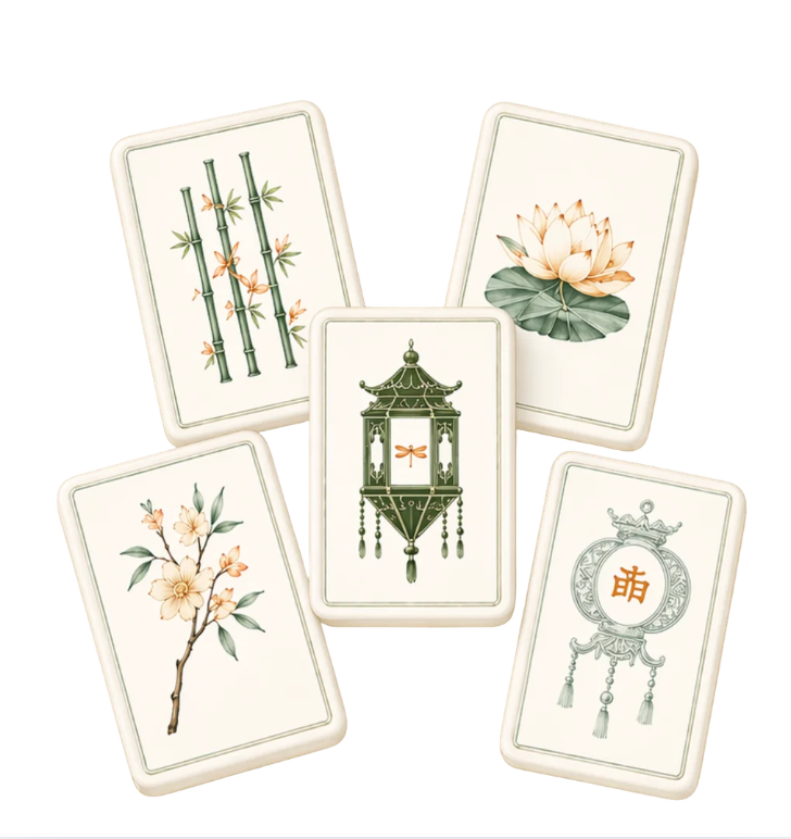Acrylic Napkin Weight, Bamboo Lotus Mahjong
