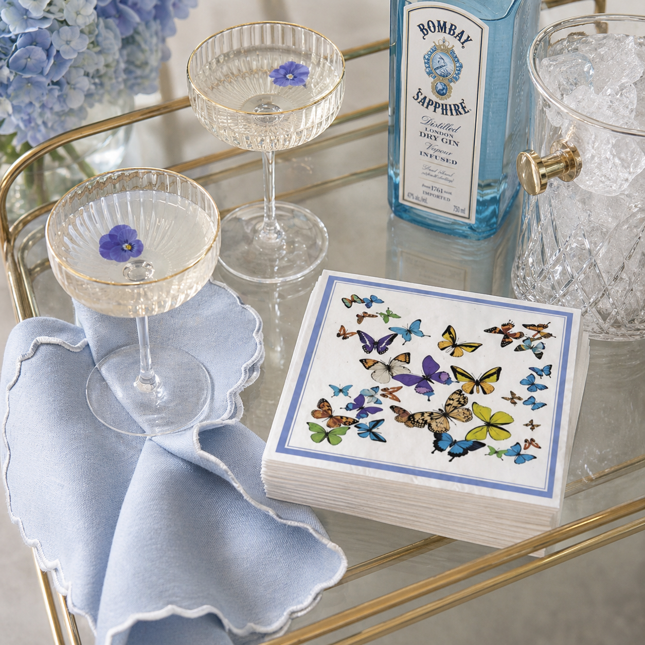 Linen-Feel Lunch Napkins, Butterfly