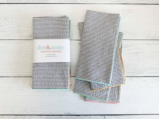 Espresso Seersucker Cocktail Napkins, set of 8/10inch cocktail