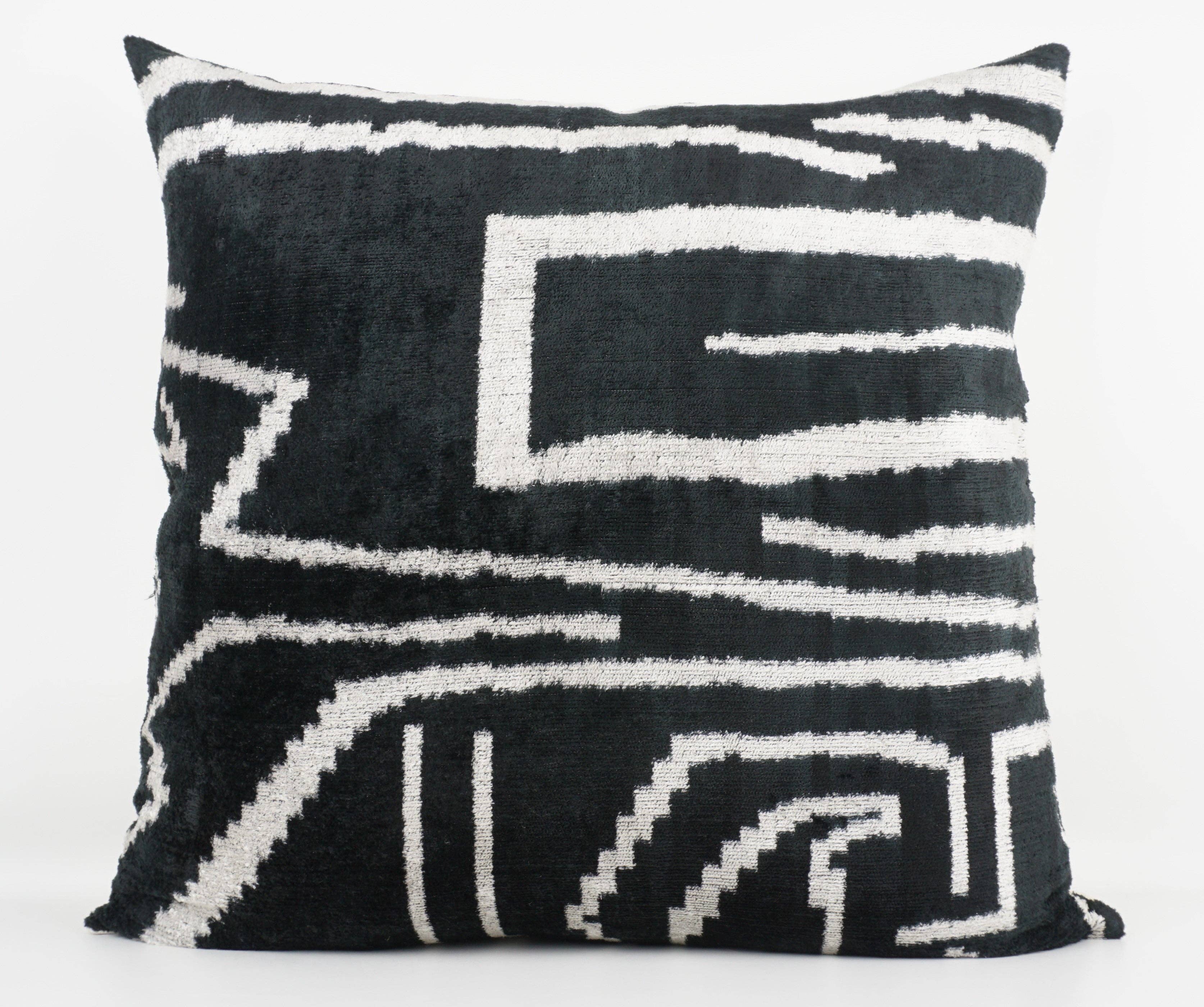Black Ikat Silk Velvet Pillowcase