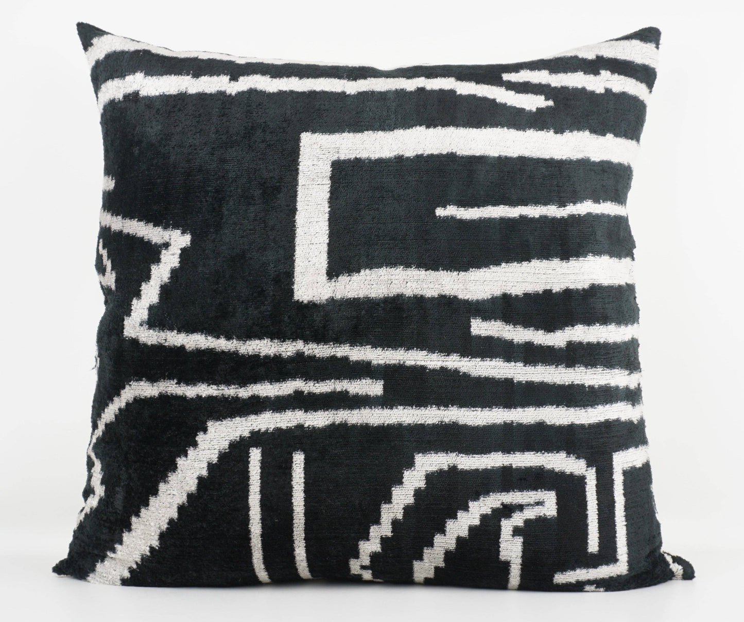 Black Ikat Pillow, 24"x24"