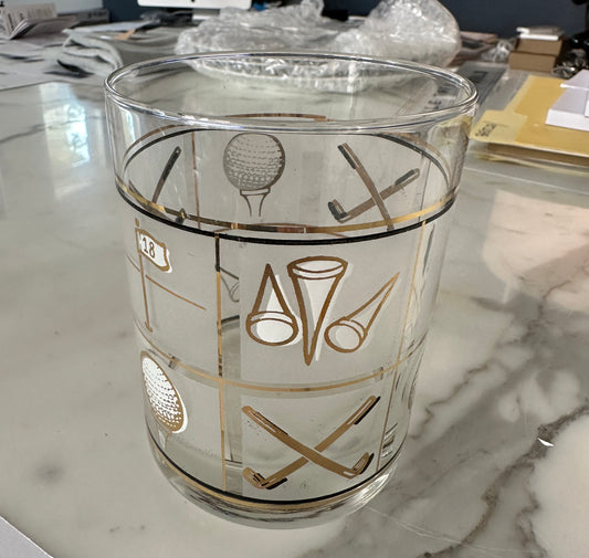 Vintage Culver Gold Golf Glasses, Set of 4