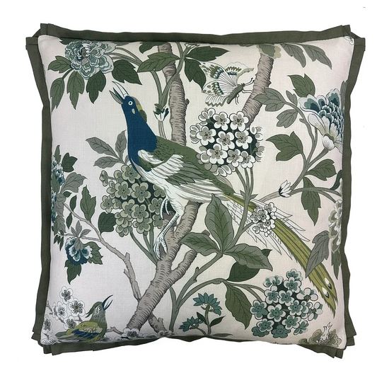 Hydrangea Bird Green Lumbar - 16x24