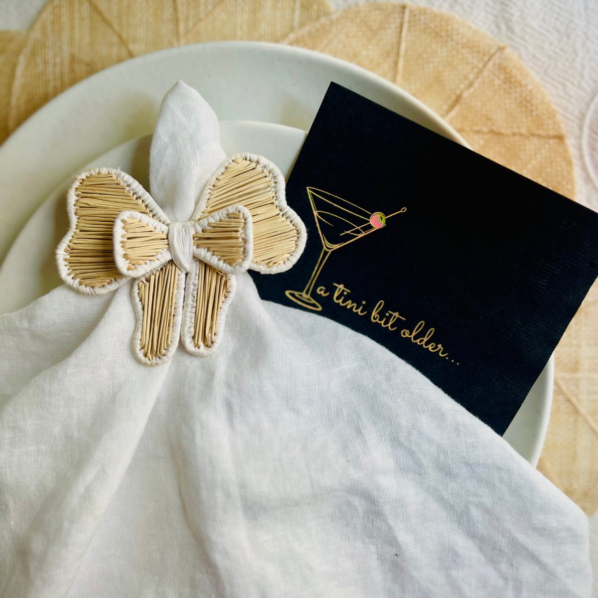 A Tini Bit Older Birthday Black Cocktail Paper Beverage Napkin