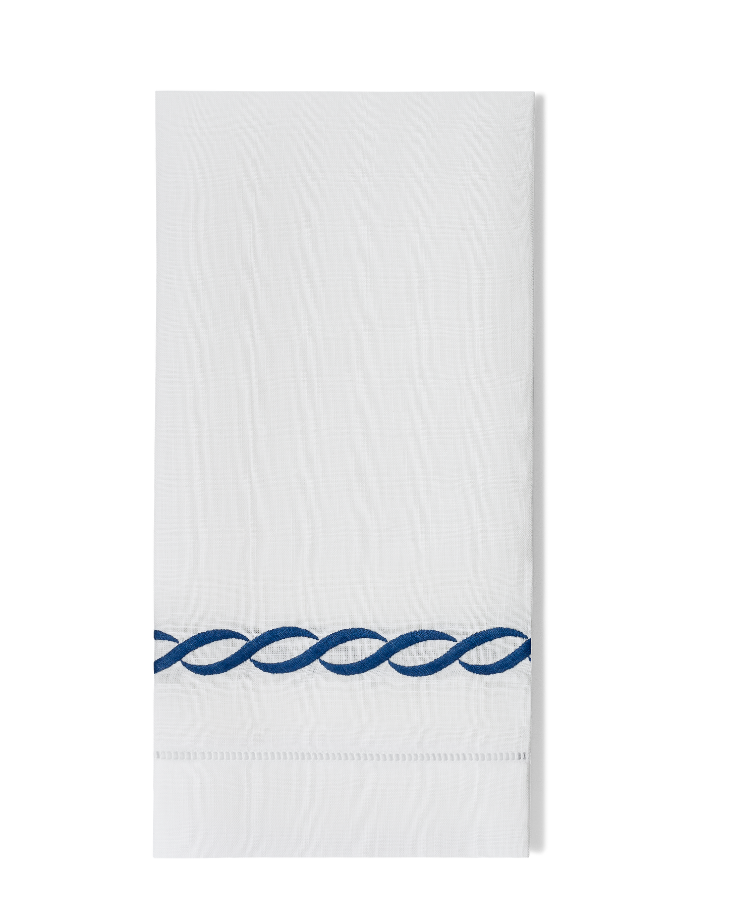 Greenwich Linen Chain Towel: Silver on White