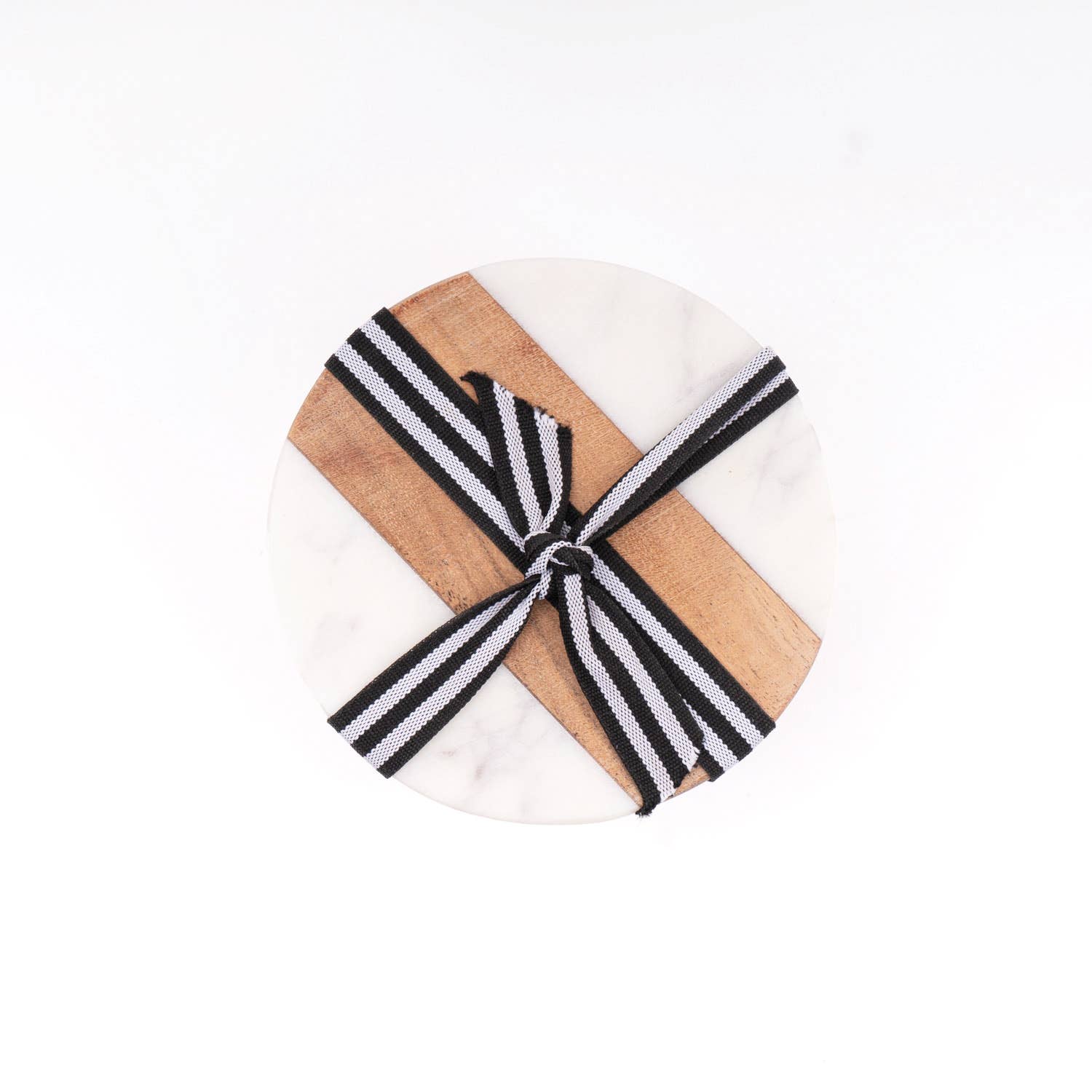 Marble & Wood Round Coaster Set