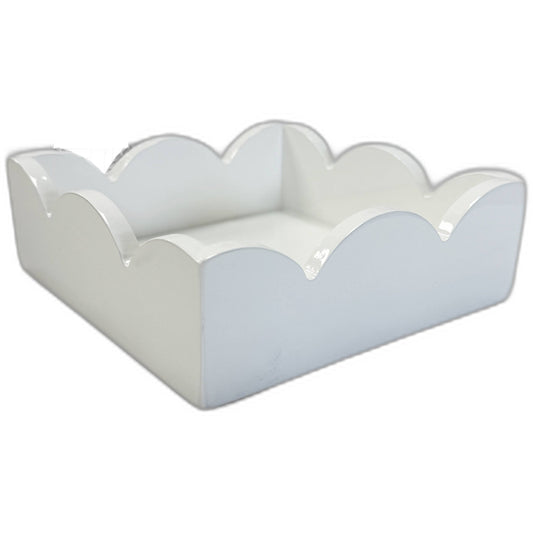 Lacquer Scalloped Napkin Holder - White