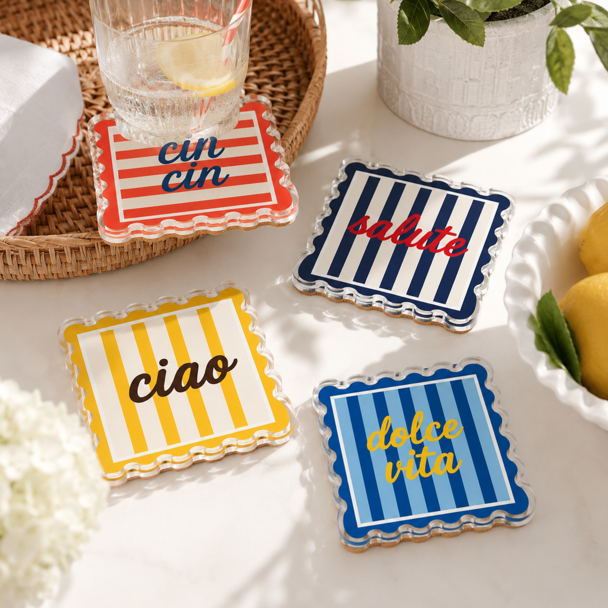 Boxed Coaster Set, Dolce Vita Collection