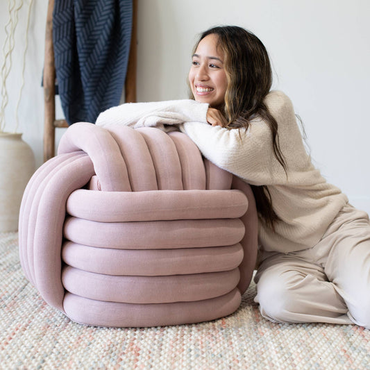 Knotted Pouf Large - Pale Pink