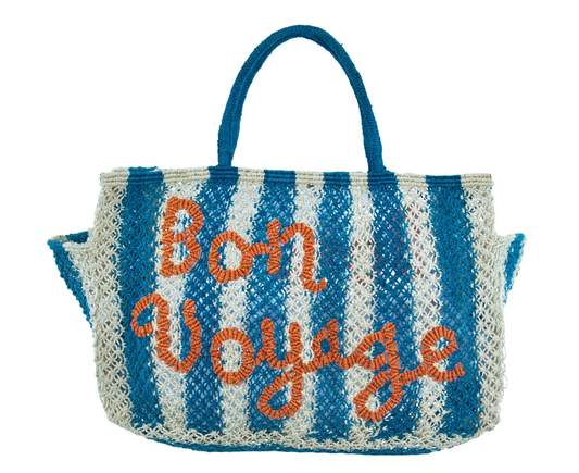 Lavinia Stripe Bon Voyage Aqua + 13 Stripe Jute Tote