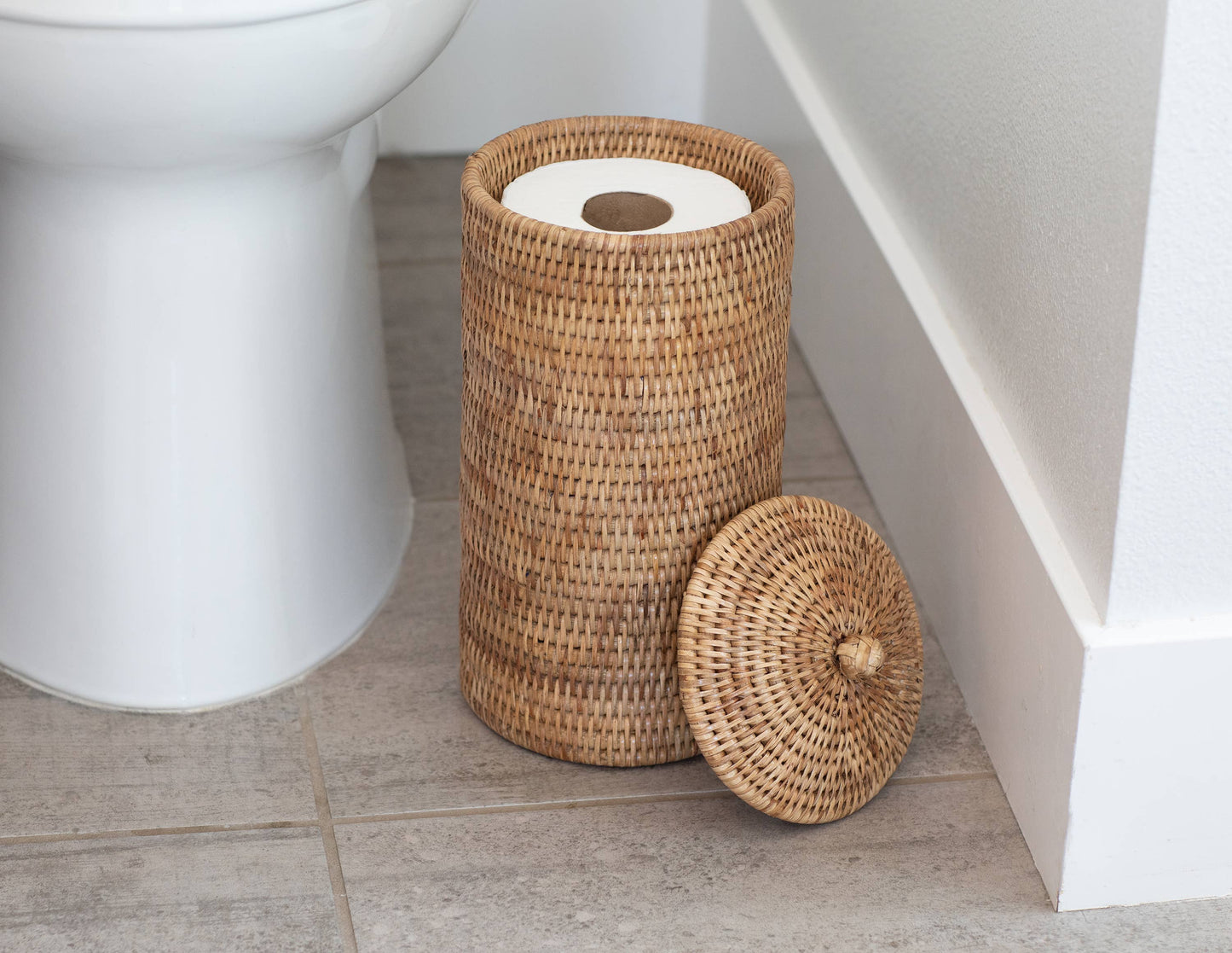 Artifacts Rattan™ Double Toilet Roll Holder: Tudor Black