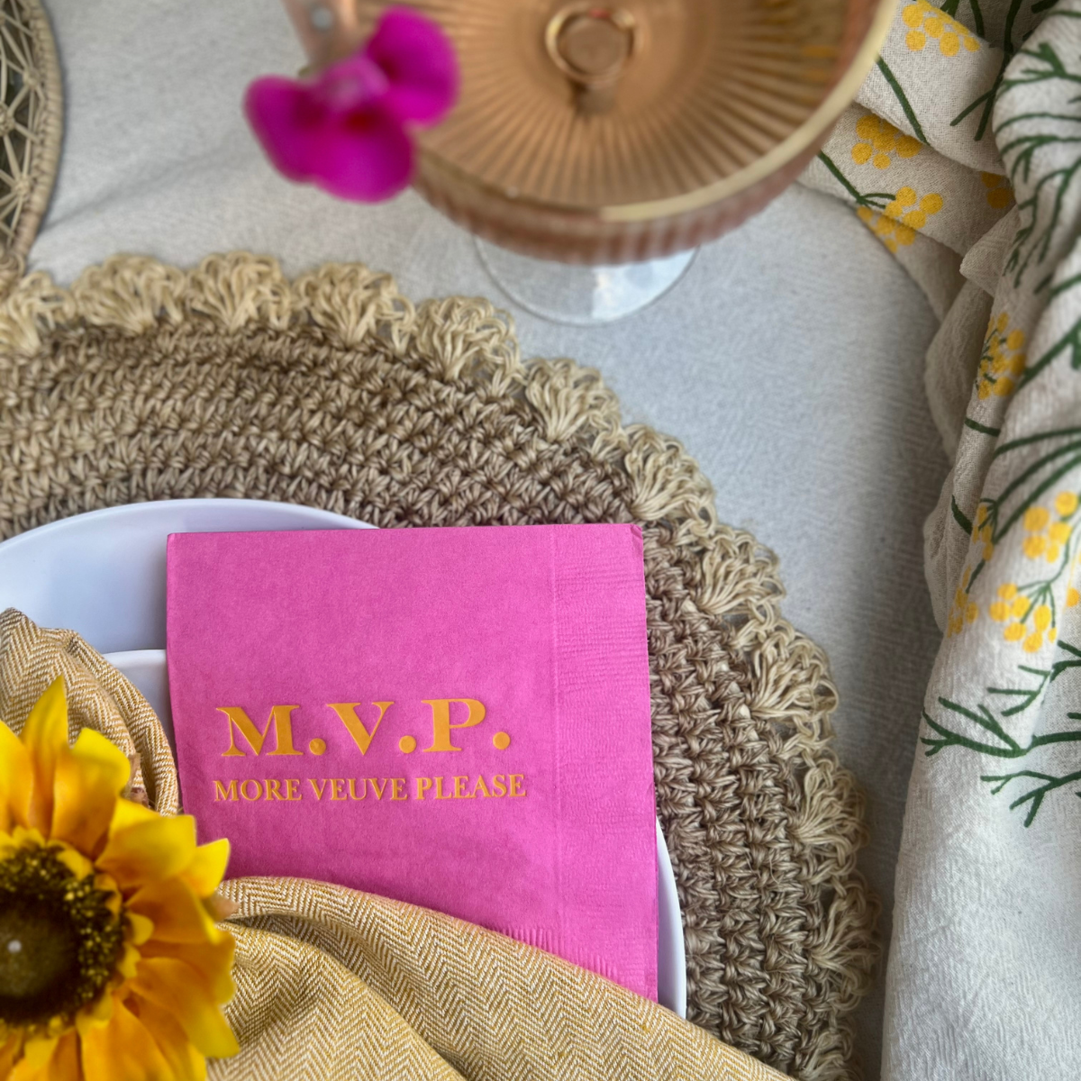 M.V.P. More Veuve Please Cocktail Paper Napkins