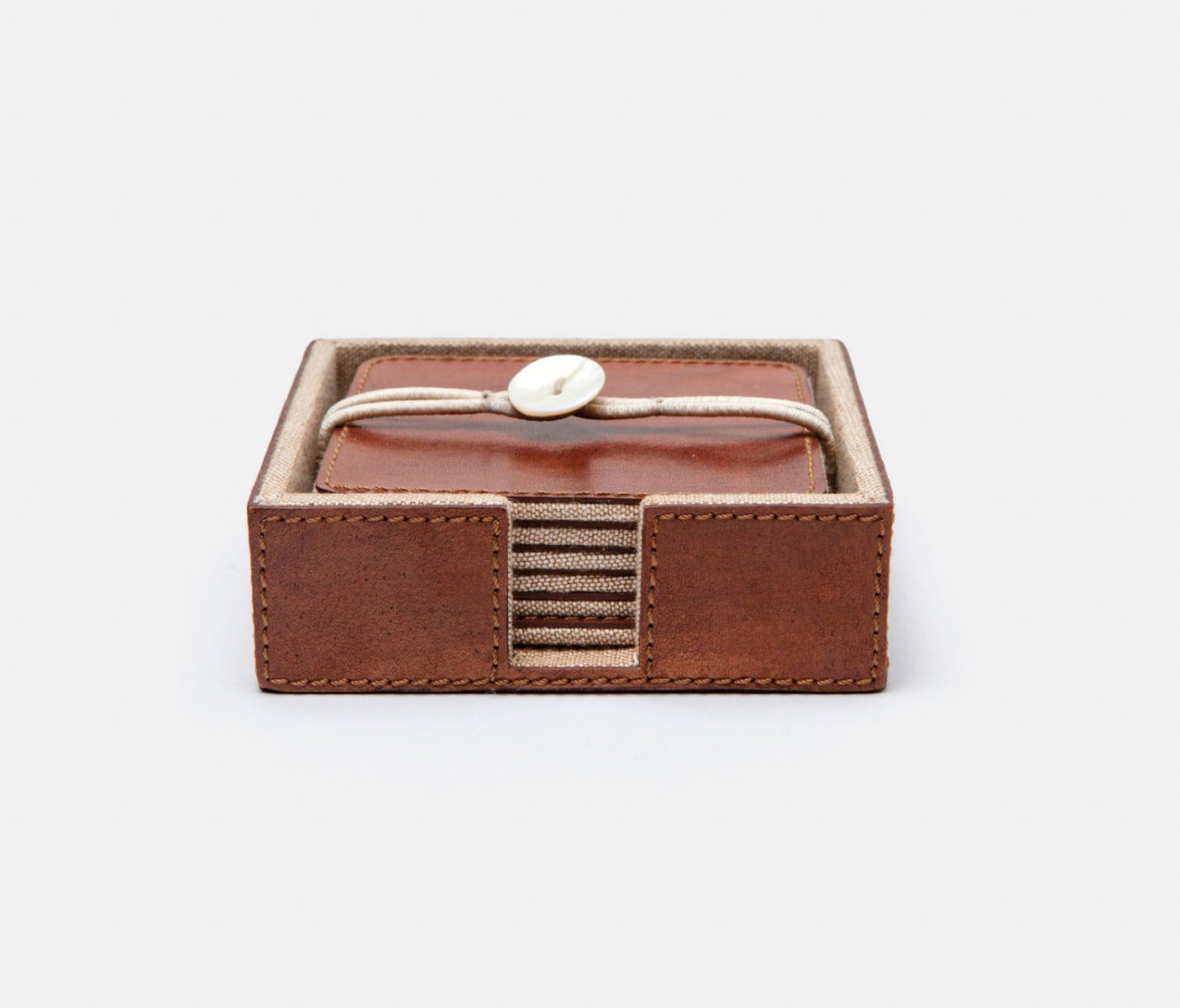 Bristol Tobacco Leather Coasters, Set of 6