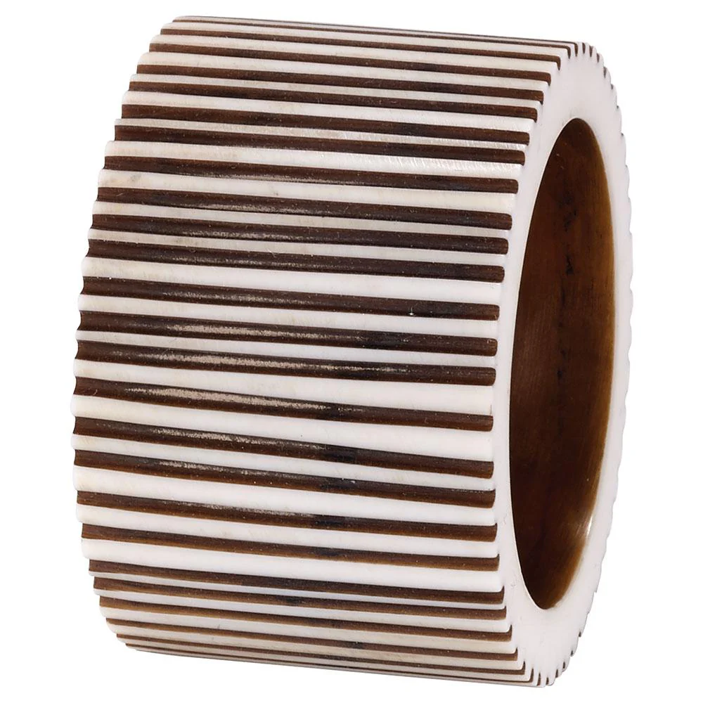 Pinstripe Black/White Napkin Ring - Set of 4