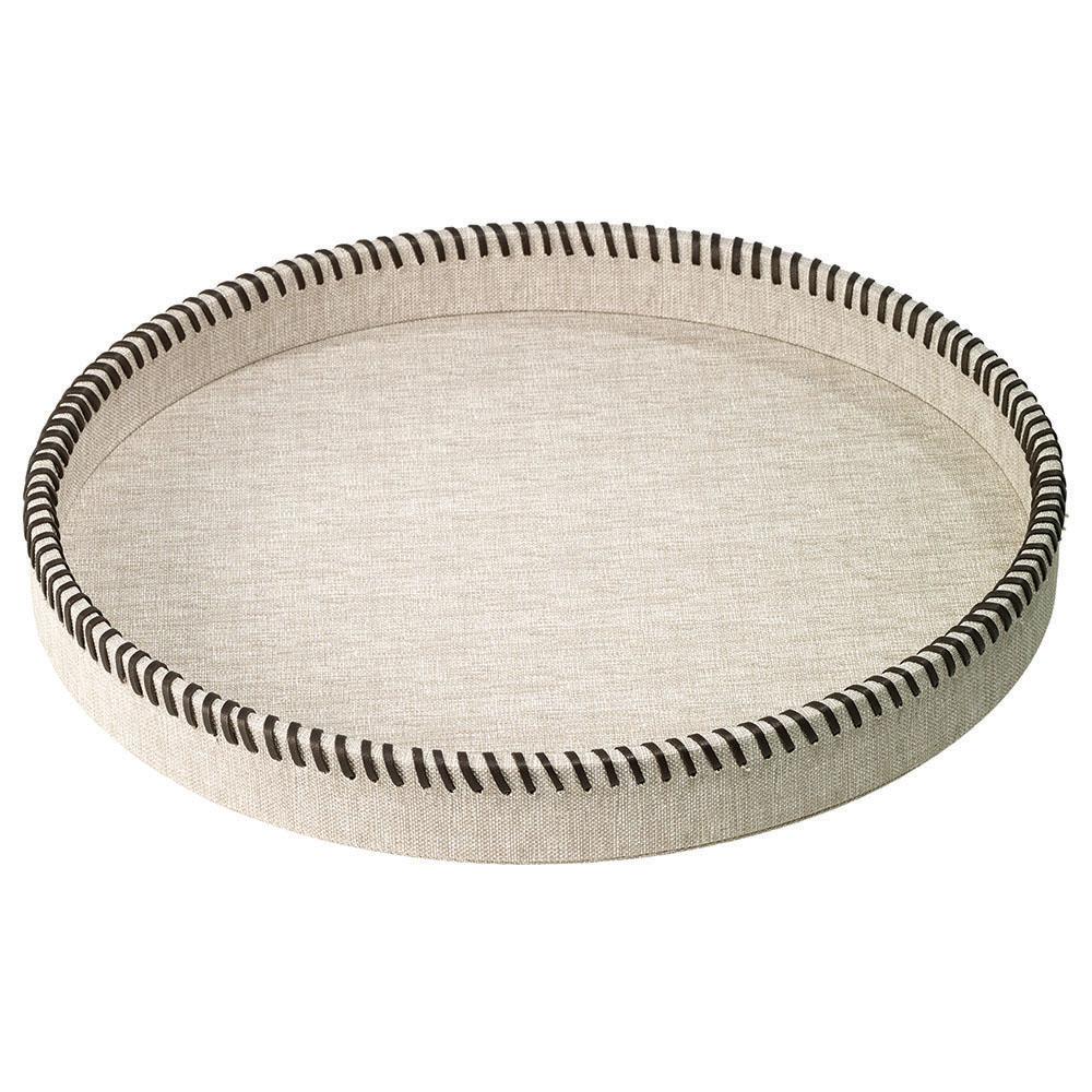 Whipstitch Beige Round Tray