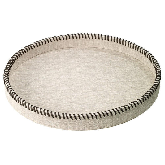 Whipstitch Round Tray - Beige