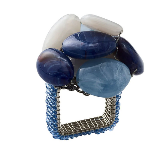 Sea Stone Napkin Ring in Navy