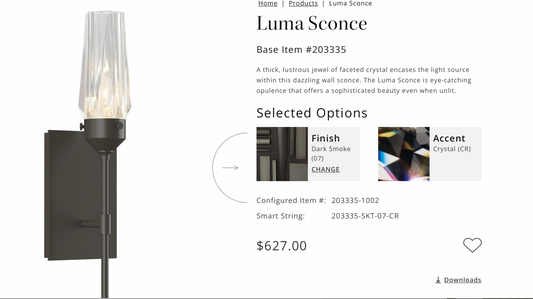 Luma Sconce, Dark Smoke/Crystal