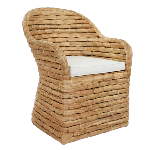 Atherton Wide Weave Water Hyacinth Dining Chair, Natural