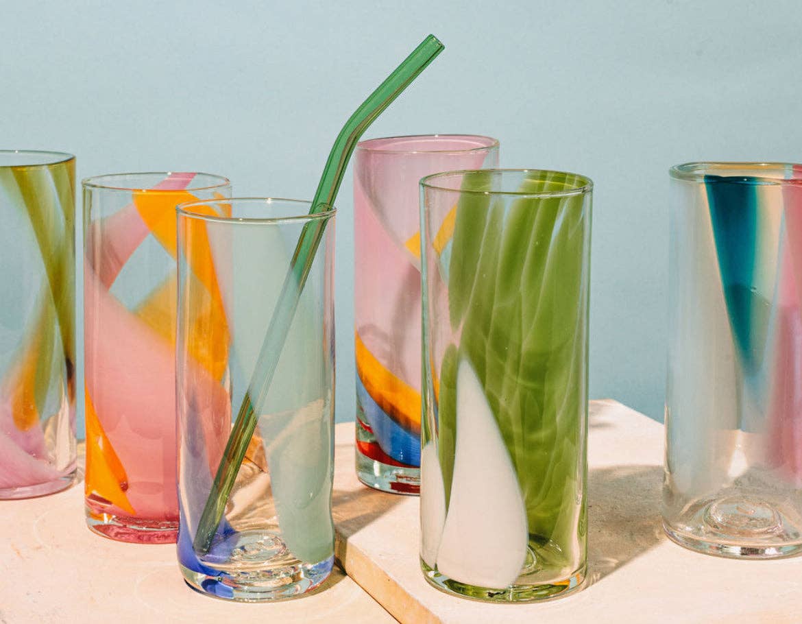 High Ball Glasses: Pistachio (Green + White)