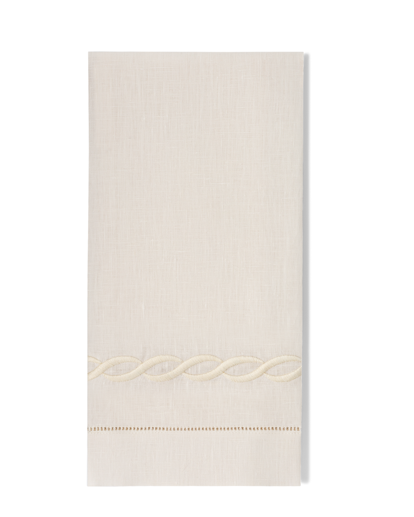 Greenwich Linen Chain Towel: Silver on White