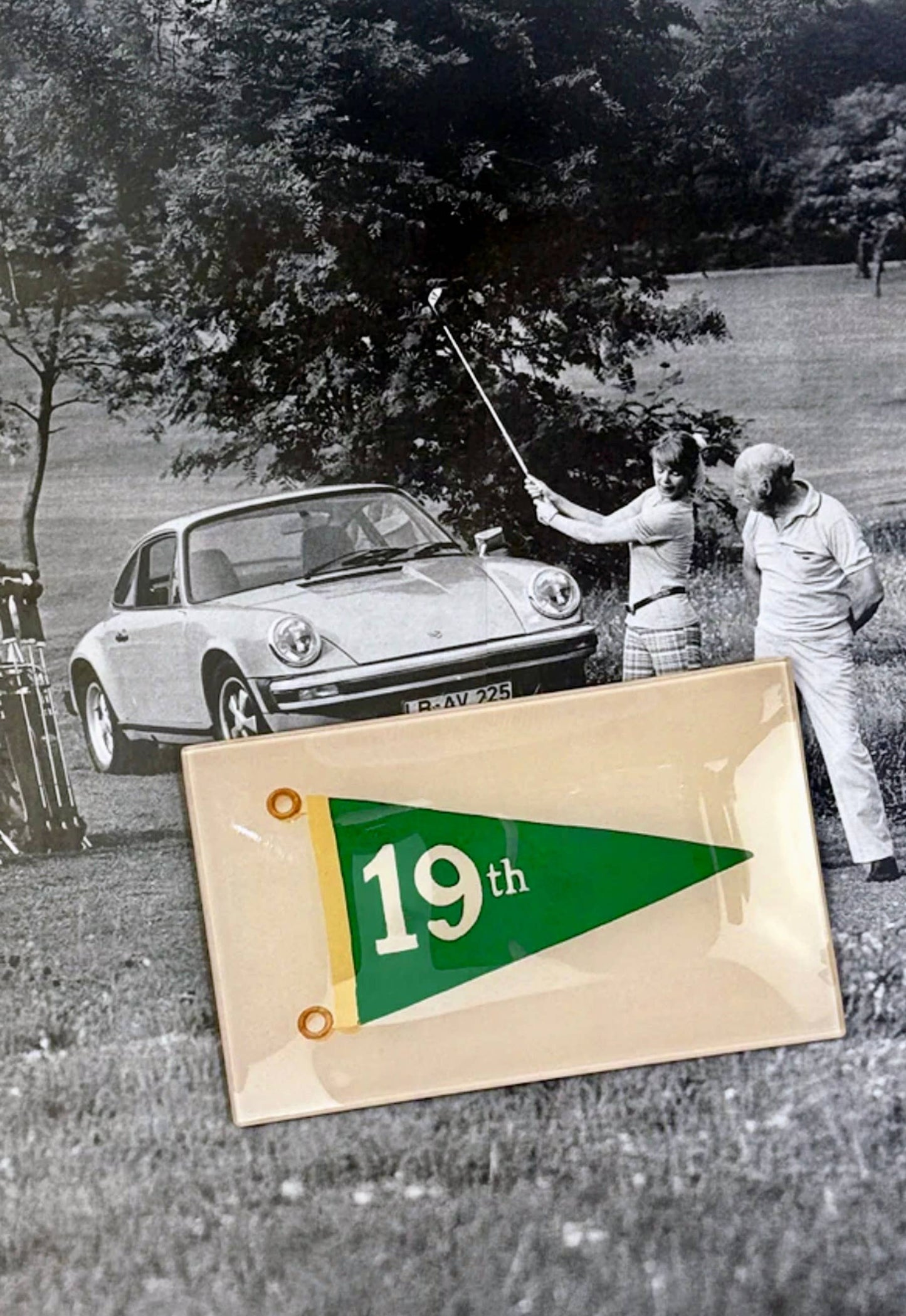 Hole No. 19 Golf Decoupage Glass Tray: (2) 3.5"X 5.5"