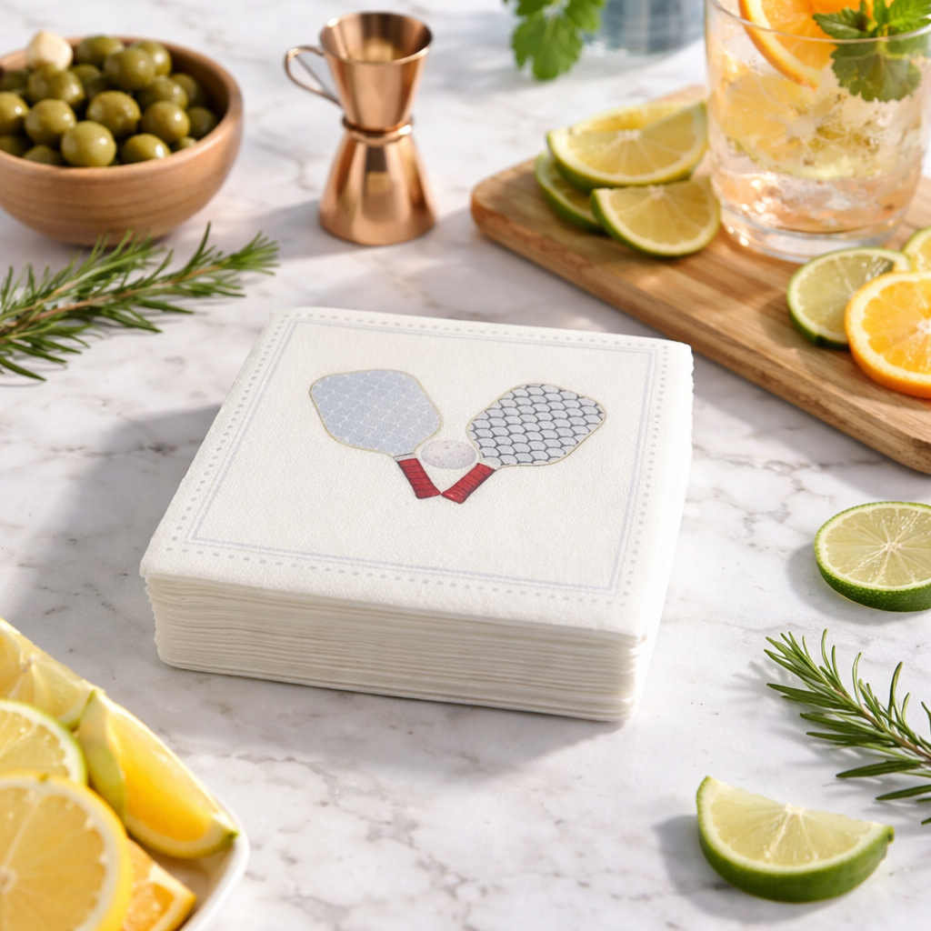 Linen-Feel Cocktail Napkins, Pickleball