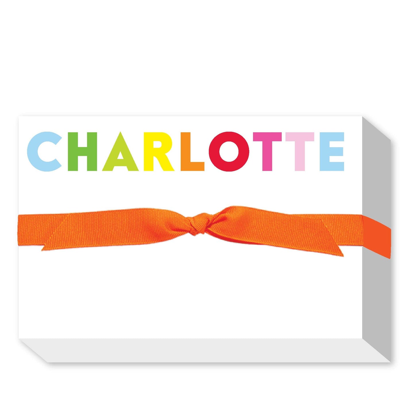 RAINBOW BIG & BOLD CUSTOM NOTEPAD: BLUE/GREEN RAINBOW NAVY RIBBON - Hilton Head