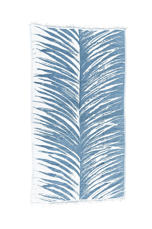 Tropical Turkish Cotton Beach Towel, Peacock Blue