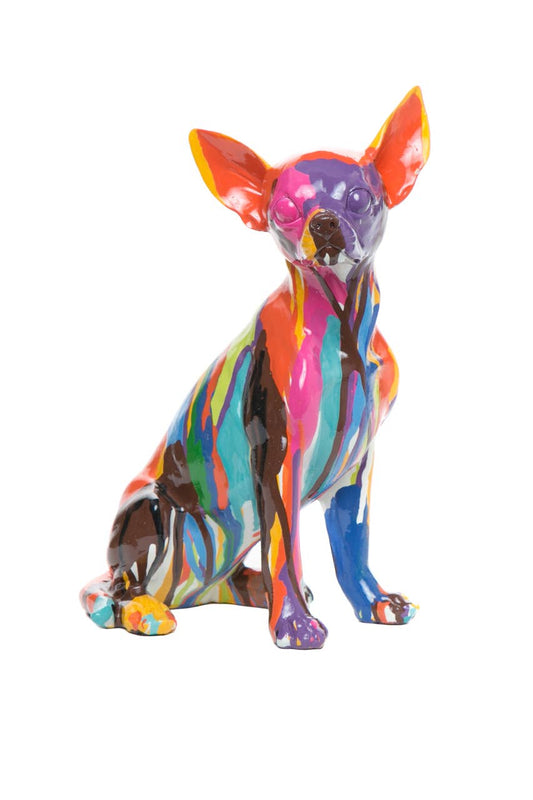Hand Painted Graffiti Chihuahua Sculpture - 10" tall