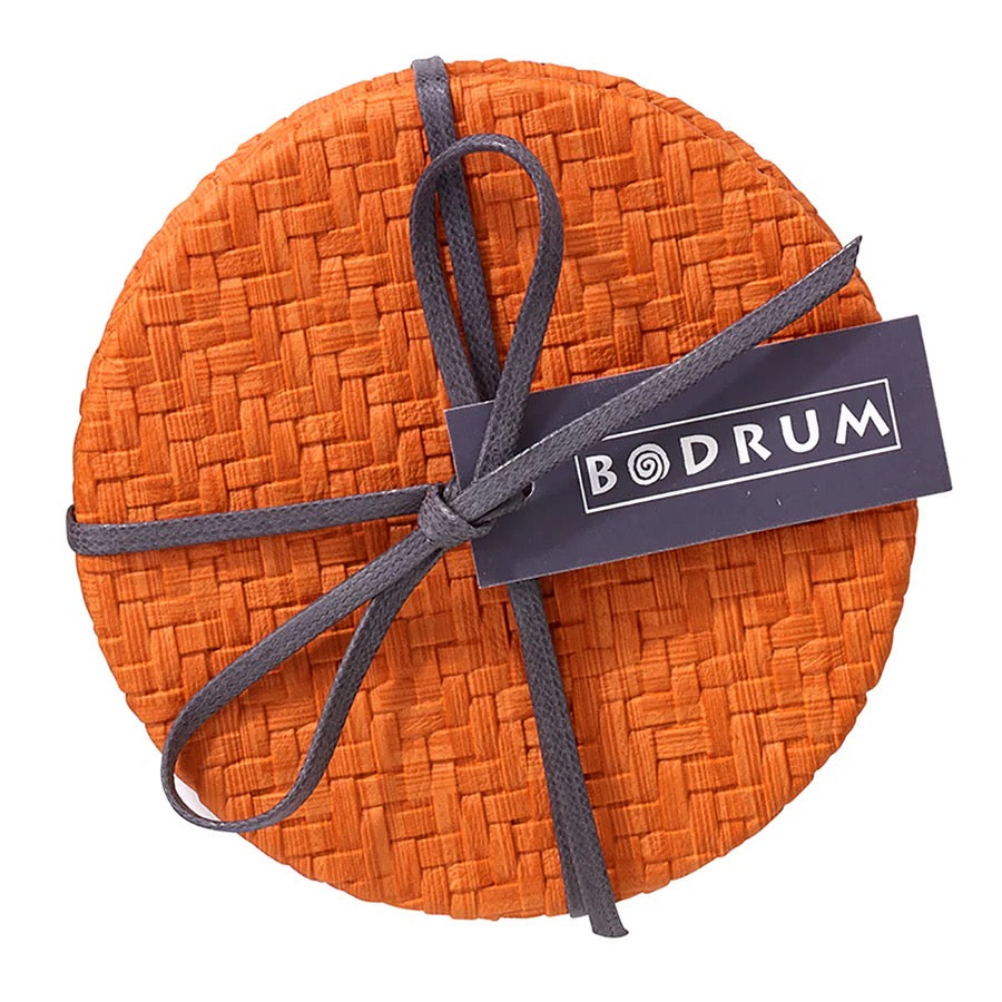 Wicker Navy Coaster, set of 4