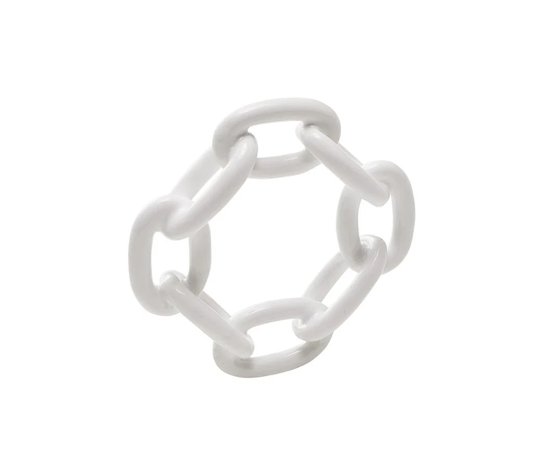 Chain Link Napkin Ring, White Set of 4