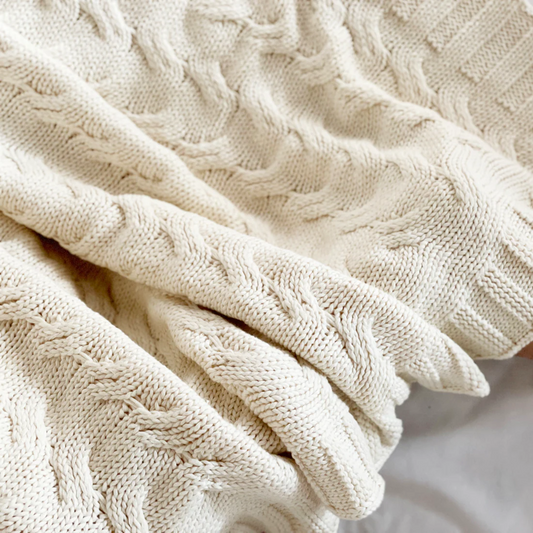 Chunky Cable Throw - Natural