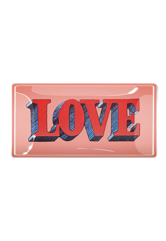 Love Vintage Text Decoupage Glass Tray:  3.5"X 5.5"