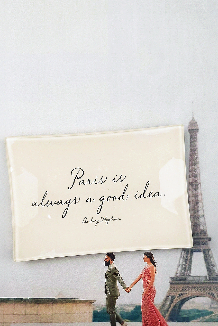 Paris Is Always A Good Idea Decoupage Glass Tray: (2) 3.5"X 5.5"