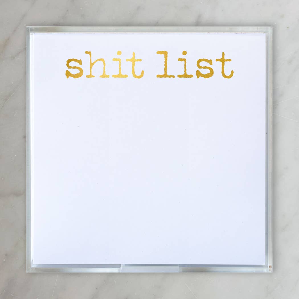 Small Square Gold Foil Shit List Notepad
