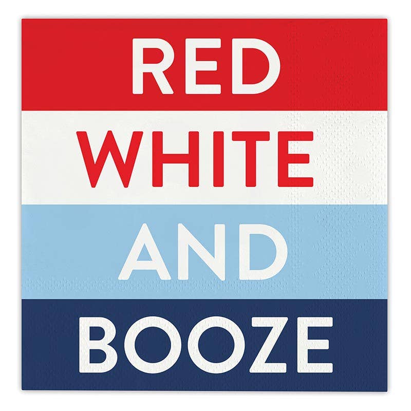 Beverage Napkins - Red White And Booze - 20ct: Paper / 5" sq