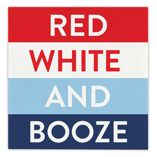 Beverage Napkins - Red White And Booze - 20ct: Paper / 5" sq
