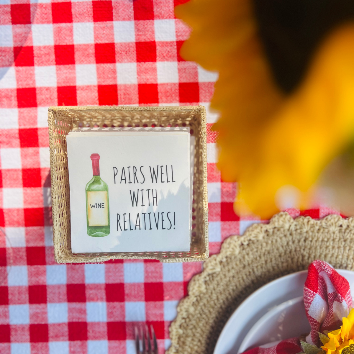 Pairs Well With Relatives Cocktail Paper Napkins