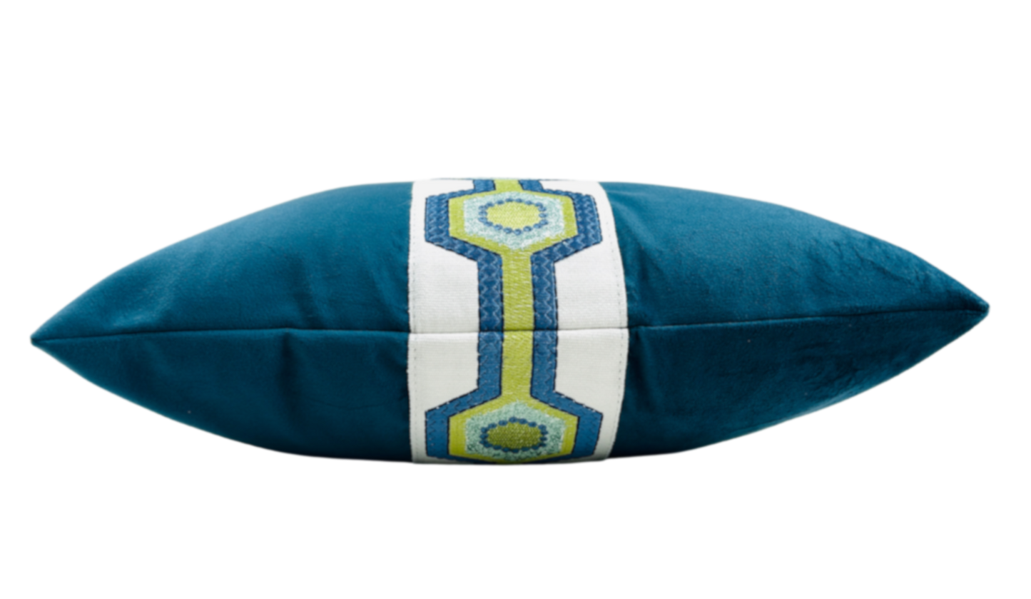 Roan Petrol Blue Velvet Throw Pillow: Petrol / 16x24"
