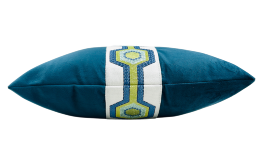 Roan Petrol Blue Velvet Throw Pillow: Petrol / 16x24"