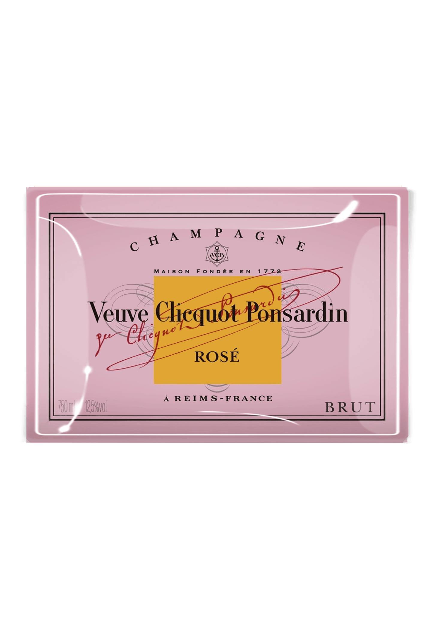 Veuve Cliciquot Pink Decoupage Glass Tray: 3.5"X 5.5"