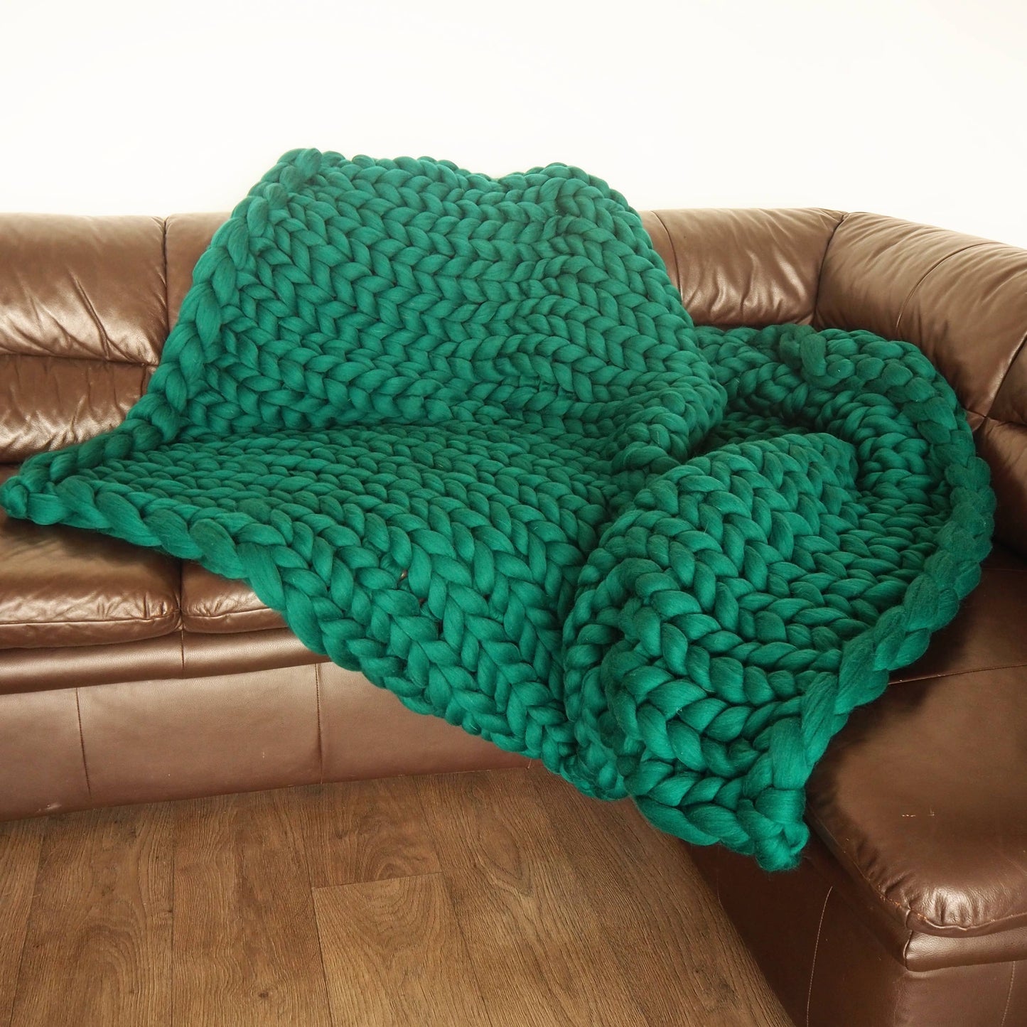 Chunky Knit Blanket 100% Merino Wool Arm Knit Blanket: Grey / 30x50 inches